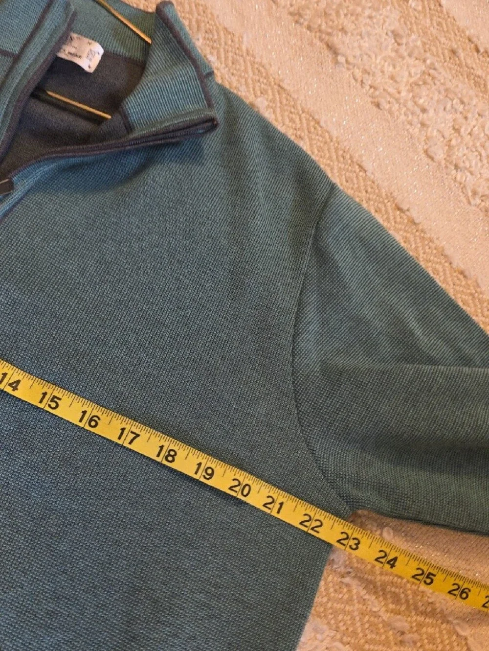 St. Croix Men's Teal Green Half-Zip Sweater Medium Cotton Blend Zipper